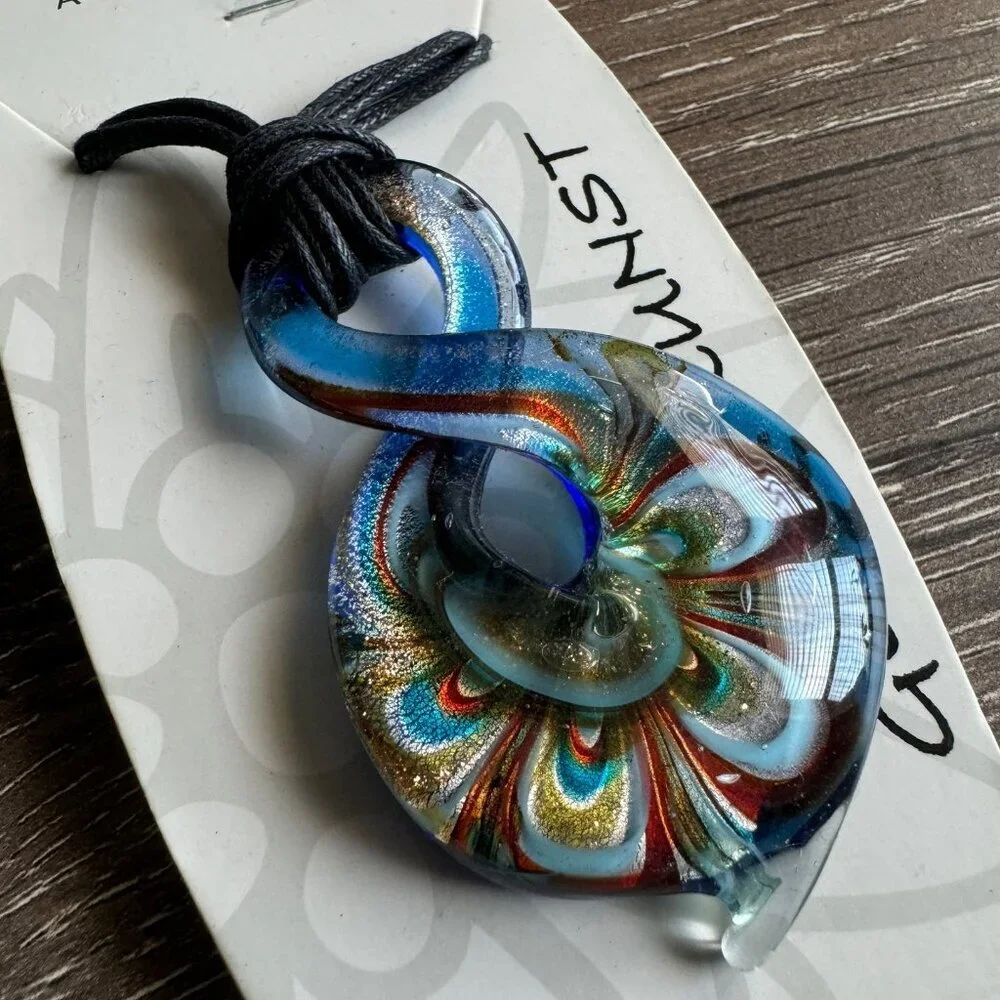 EDELWEISS Glass Pendant Necklace.